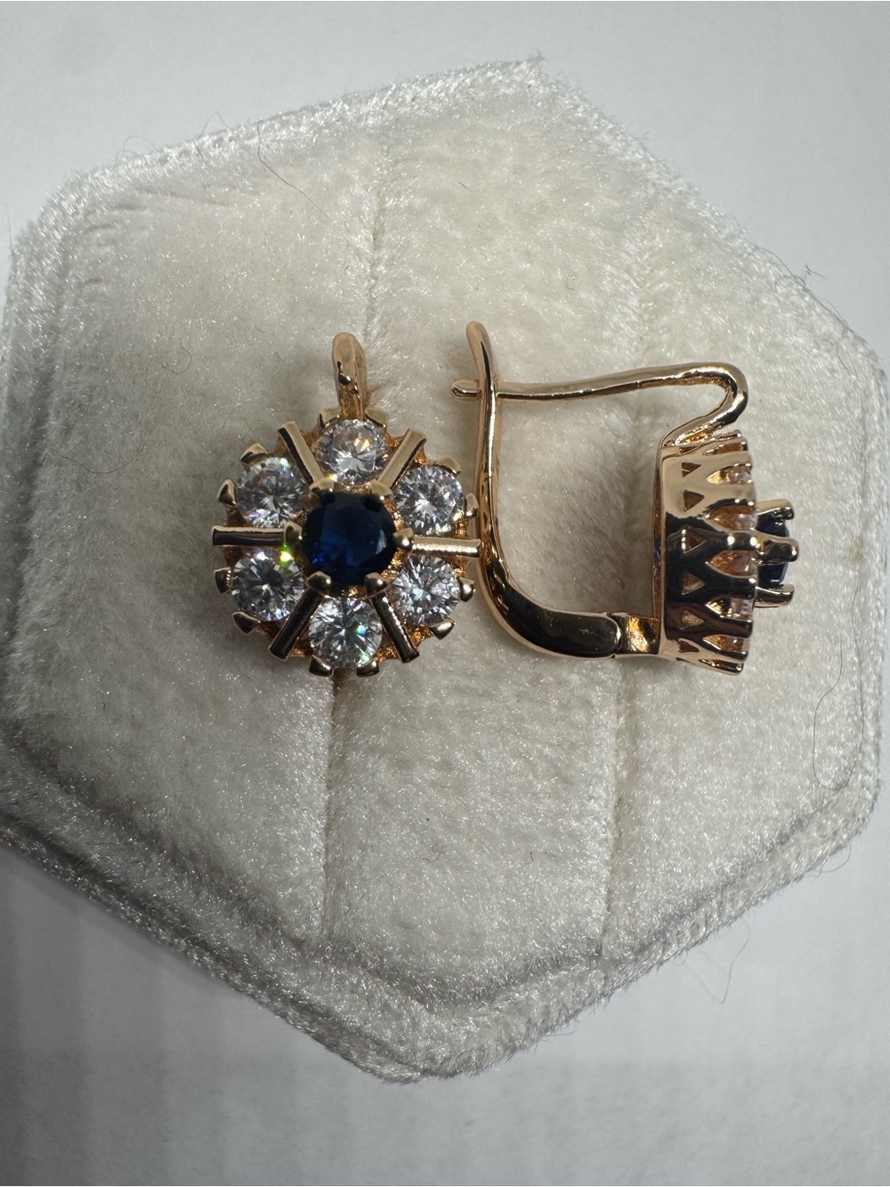 Vintage Rose Gold Plated Lab Created Sapphire Earrings